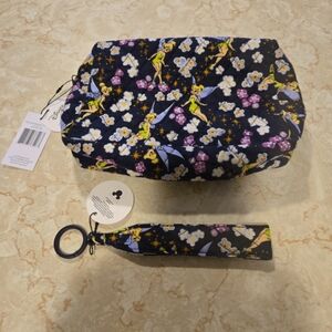 Vera Bradley Disney Tinker bell flight cosmetic bag & wide cosmetic strap, NWT!